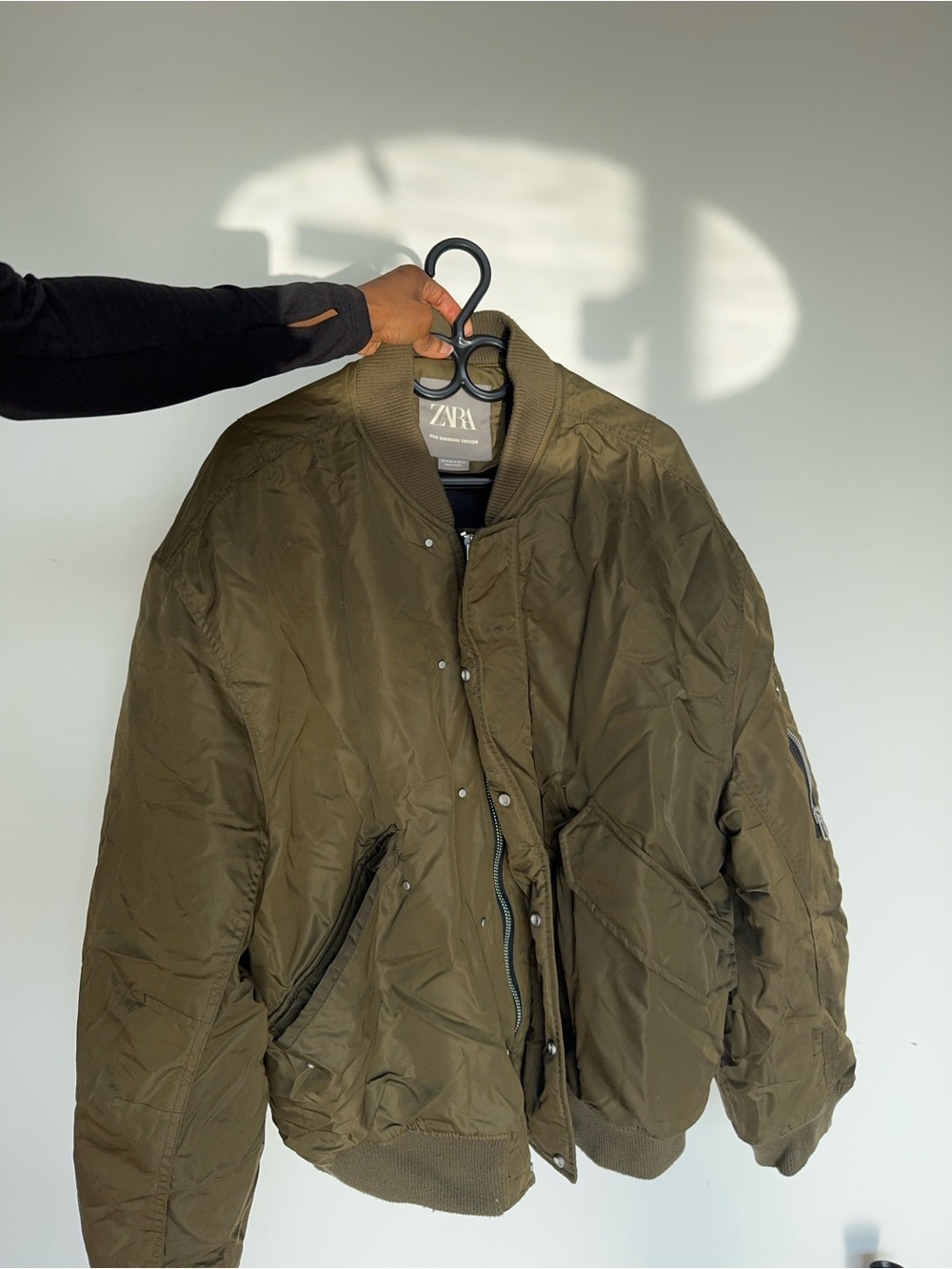 ZARA Olive Quilted Bomber Jacket for Men
